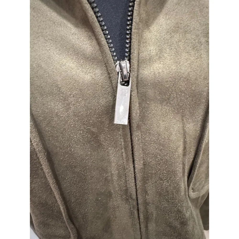 NWT Bagatelle NYC Collection Faux Suede Bomber Jacket Night Out Olive Green - Picture 4 of 8